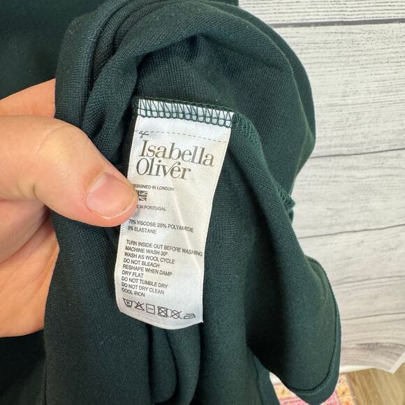 Isabella Oliver Maternity Dark Green Long Sleeve Knee Length Dress Size 10 - Picture 8 of 9